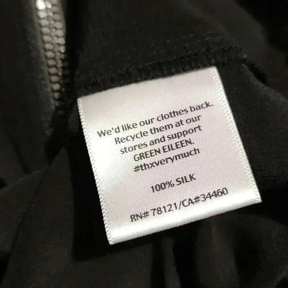 Eileen Fisher Black Project Jacket Stand Collar 100% Silk Crepe Size S Full Zip - Picture 4 of 4